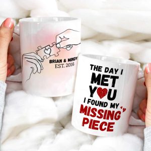 The Day I Met You Couple Personalized White Mug