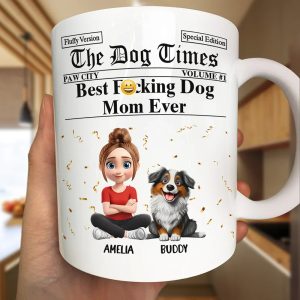 The Dog Times Best Dog Mom Ever - Personalized White Edge-to-Edge Mug