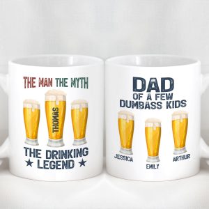 The Drinking Legend Dad Of Dumbass Kids Personalized Custom Family Mug C323