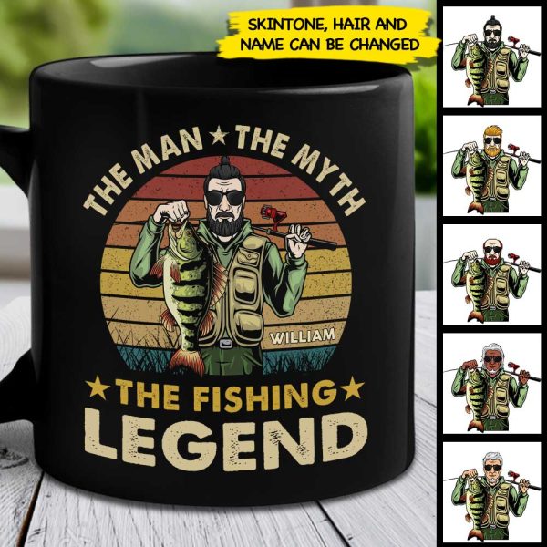 The Fishing Legend - Gift For Dad - Personalized Black Mug The Fishing Legend - Gift For Dad - Personalized Black Mug