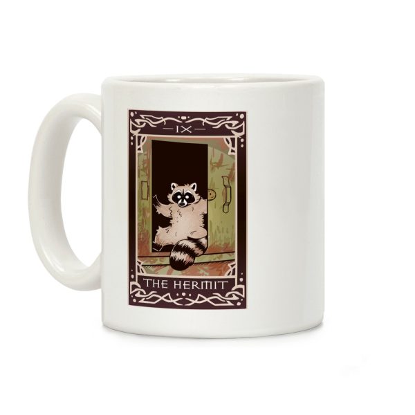 The Hermit Raccoon Tarot Card Coffee Mug The Hermit Raccoon Tarot Card Coffee Mug