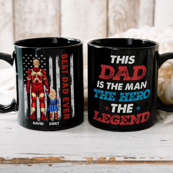 The Hero Dad 04dnhn050523TM Personalized Black Mug The Hero Dad 04dnhn050523TM Personalized Black Mug
