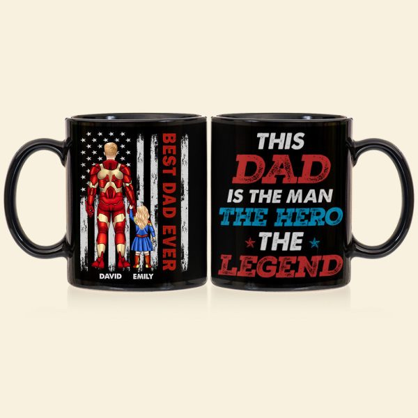 The Hero Dad 04dnhn050523TM Personalized Black Mug The Hero Dad 04dnhn050523TM Personalized Black Mug