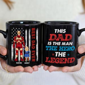 The Hero Dad 04dnhn050523TM Personalized Black Mug