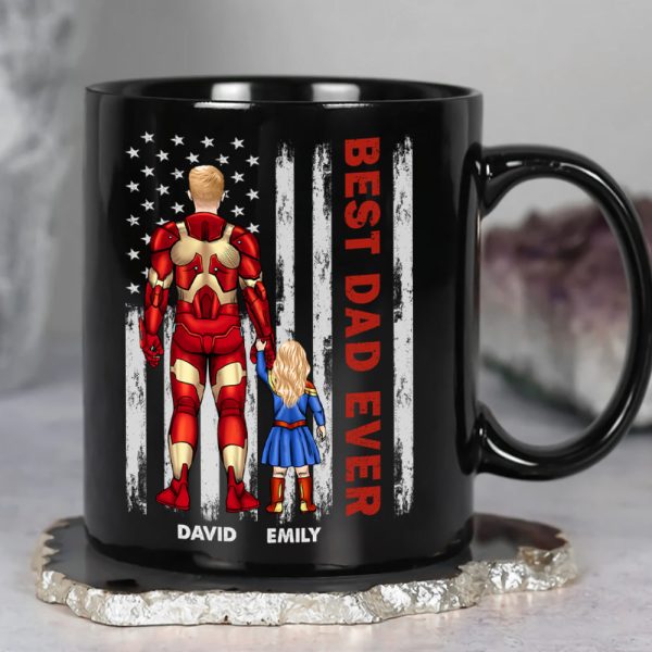 The Hero Dad 04dnhn050523TM Personalized Black Mug The Hero Dad 04dnhn050523TM Personalized Black Mug
