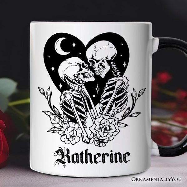 The Lovers Skeletons Personalized Mug, Spooky Gothic Romantic Valentine Gift with Custom Name The Lovers Skeletons Personalized Mug, Spooky Gothic Romantic Valentine Gift with Custom Name
