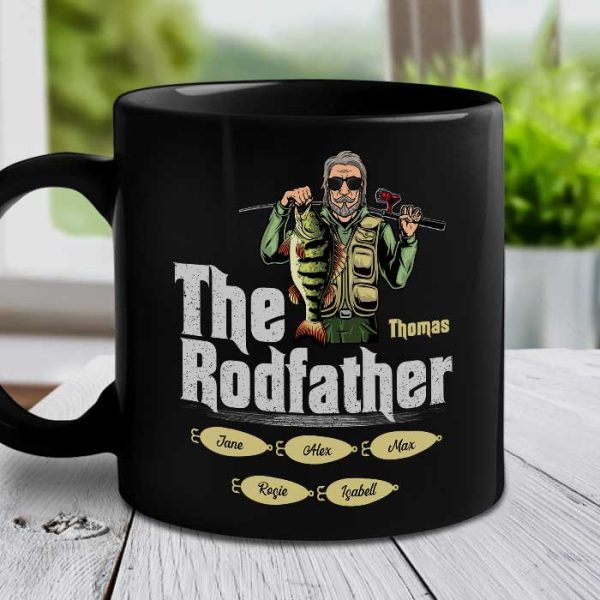 The Rodfather - Gift For Dad - Personalized Black Mug The Rodfather - Gift For Dad - Personalized Black Mug