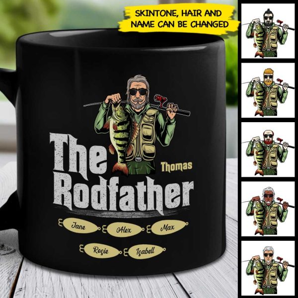 The Rodfather - Gift For Dad - Personalized Black Mug The Rodfather - Gift For Dad - Personalized Black Mug