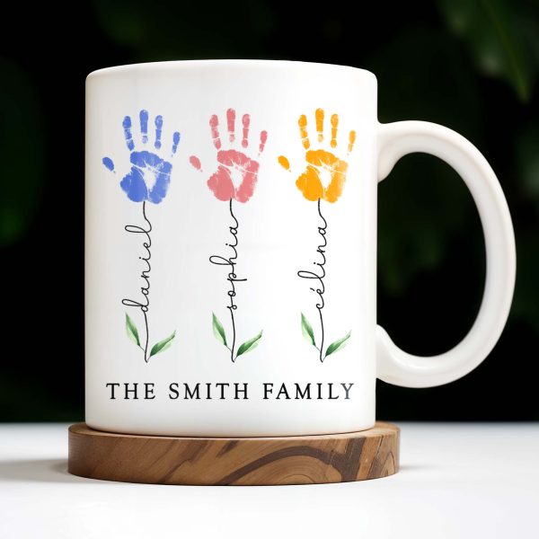 The Smith Family, Handprints and Leaves - Personalized Custom Coffee Mug - FAM310_MG The Smith Family, Handprints and Leaves - Personalized Custom Coffee Mug - FAM310_MG