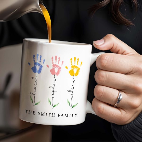 The Smith Family, Handprints and Leaves - Personalized Custom Coffee Mug - FAM310_MG The Smith Family, Handprints and Leaves - Personalized Custom Coffee Mug - FAM310_MG