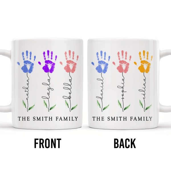 The Smith Family, Handprints and Leaves - Personalized Custom Coffee Mug - FAM310_MG The Smith Family, Handprints and Leaves - Personalized Custom Coffee Mug - FAM310_MG