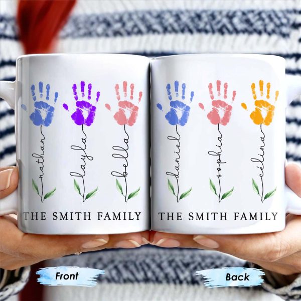 The Smith Family, Handprints and Leaves - Personalized Custom Coffee Mug - FAM310_MG The Smith Family, Handprints and Leaves - Personalized Custom Coffee Mug - FAM310_MG