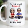 The Year We Got Engaged, Cartoon Couple Design - Personalized Custom Coffee Mug - CPL1150_MG The Year We Got Engaged, Cartoon Couple Design - Personalized Custom Coffee Mug - CPL1150_MG