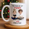 The Year We Got Engaged, Cartoon Couple Design - Personalized Custom Coffee Mug - CPL1150_MG The Year We Got Engaged, Cartoon Couple Design - Personalized Custom Coffee Mug - CPL1150_MG