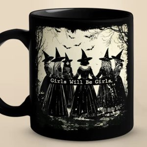 There's A Little Witch In All Of Us - Bestie Personalized Custom Black Mug - Halloween Gift For Best Friends, BFF, Sisters