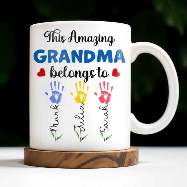This Amazing Grandma Belongs To, Handprints - Personalized Custom Coffee Mug - GRM067_MG This Amazing Grandma Belongs To, Handprints - Personalized Custom Coffee Mug - GRM067_MG