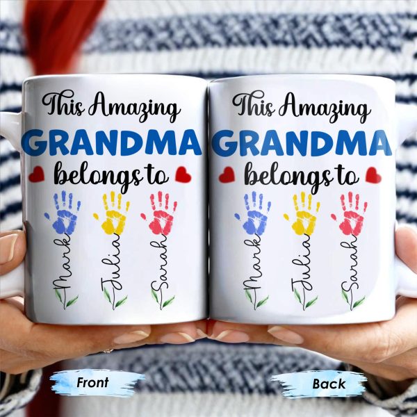 This Amazing Grandma Belongs To, Handprints - Personalized Custom Coffee Mug - GRM067_MG This Amazing Grandma Belongs To, Handprints - Personalized Custom Coffee Mug - GRM067_MG