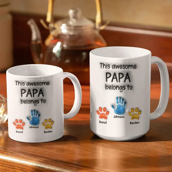 This Awesome Dad Grandpa Belongs To - Gift For Daddy, Father, Grandfather - 3D Inflated Effect Printed Mug, Personalized White Edge-to-Edge Mug This Awesome Dad Grandpa Belongs To - Gift For Daddy, Father, Grandfather - 3D Inflated Effect Printed Mug, Personalized White Edge-to-Edge Mug