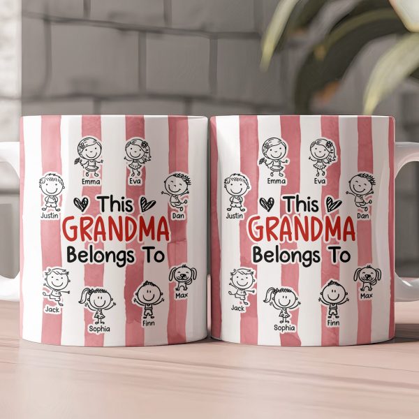 This Grandma Belongs To Doodle Watercolor - Personalized Mug This Grandma Belongs To Doodle Watercolor - Personalized Mug