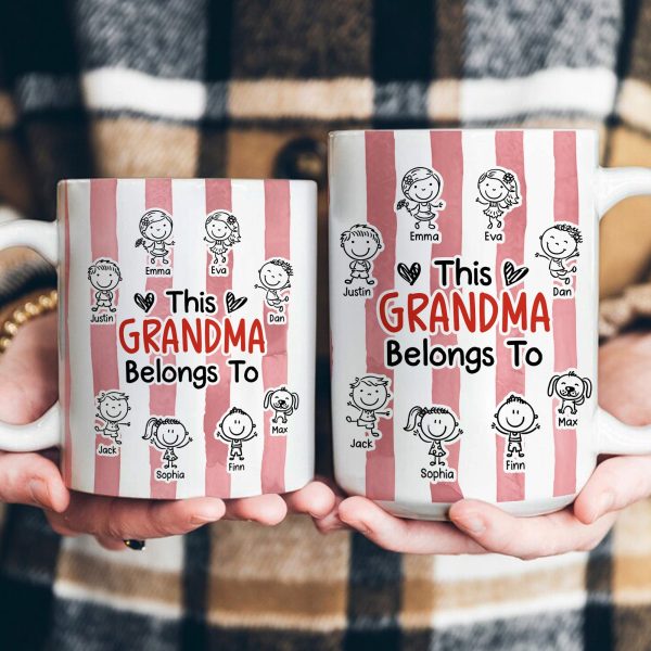 This Grandma Belongs To Doodle Watercolor - Personalized Mug This Grandma Belongs To Doodle Watercolor - Personalized Mug