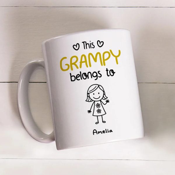 This Grandpa Belongs To Personalized White Ceramic Mug with Grandkids' Names, Cute Gift for Grandfather This Grandpa Belongs To Personalized White Ceramic Mug with Grandkids' Names, Cute Gift for Grandfather