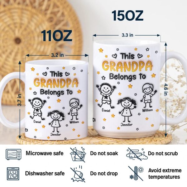This Grandpa Grandma Belongs To Kids Pet 3D Effect - Personalized White Edge-to-Edge Mug This Grandpa Grandma Belongs To Kids Pet 3D Effect - Personalized White Edge-to-Edge Mug