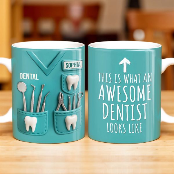 This Is What An Awesome Dentist Looks Like, Arrow and Text - Personalized Custom Coffee Mug - GRAD312_MG This Is What An Awesome Dentist Looks Like, Arrow and Text - Personalized Custom Coffee Mug - GRAD312_MG