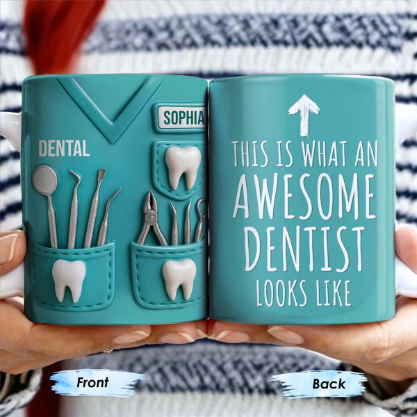 This Is What An Awesome Dentist Looks Like, Arrow and Text - Personalized Custom Coffee Mug - GRAD312_MG This Is What An Awesome Dentist Looks Like, Arrow and Text - Personalized Custom Coffee Mug - GRAD312_MG