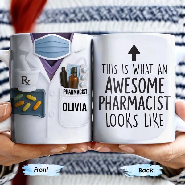 This Is What An Awesome Pharmacist Looks Like, Pharmacy Tools And Text - Personalized Custom Coffee Mug - GRAD308_MG This Is What An Awesome Pharmacist Looks Like, Pharmacy Tools And Text - Personalized Custom Coffee Mug - GRAD308_MG
