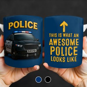 This Is What An Awesome Police Looks Like, Police Car And Badge - Personalized Custom Coffee Mug - OFC012_MG