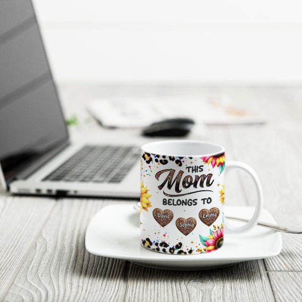 This Mom Belongs To Colorful Glitter Personalized Mug