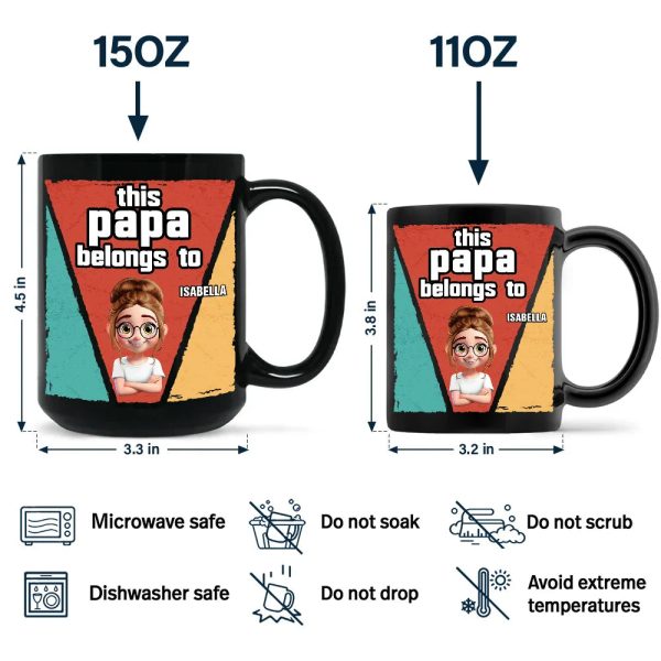 This Papa Grandpa Dad Belong To - Personalized Black Mug This Papa Grandpa Dad Belong To - Personalized Black Mug