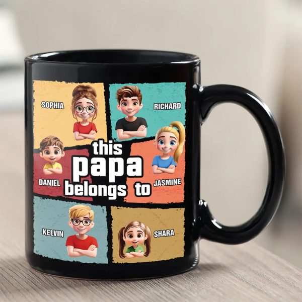 This Papa Grandpa Dad Belong To - Personalized Black Mug This Papa Grandpa Dad Belong To - Personalized Black Mug