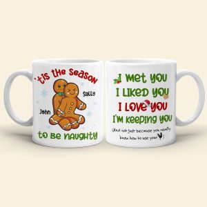 Tis The Season To Be Naughty Couple, Personalized Mug - Christmas Gift For Couples