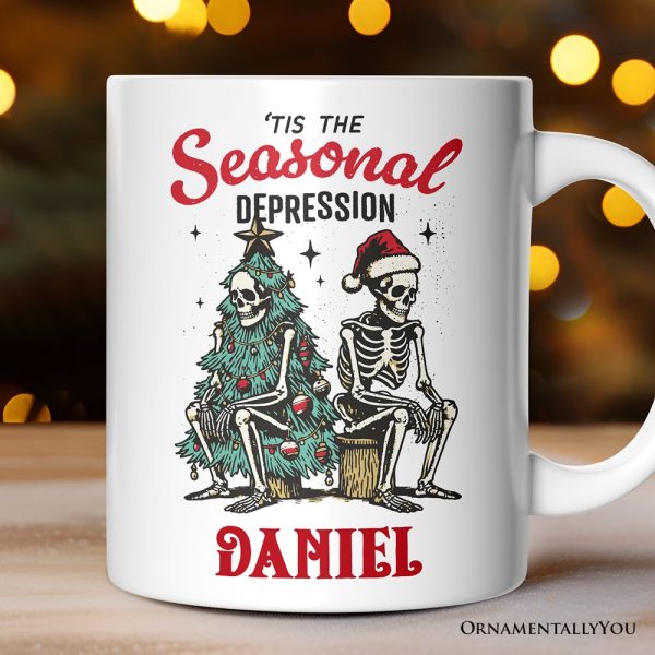 Tis the Seasonal Depression Personalized Mug, Dark Humor Christmas Gift with Custom Name Tis the Seasonal Depression Personalized Mug, Dark Humor Christmas Gift with Custom Name