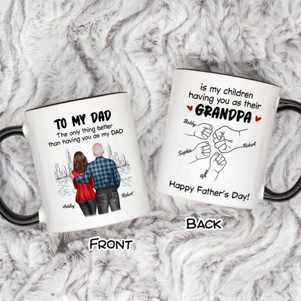 To Dad My Children Having You As Their Grandpa Fist Bump Personalized Mug, Gift For Dad