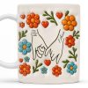 To Mom, Love Grows Here, Hands, Heart and Flowers - Personalized Custom Coffee Mug - CPL377_MG To Mom, Love Grows Here, Hands, Heart and Flowers - Personalized Custom Coffee Mug - CPL377_MG