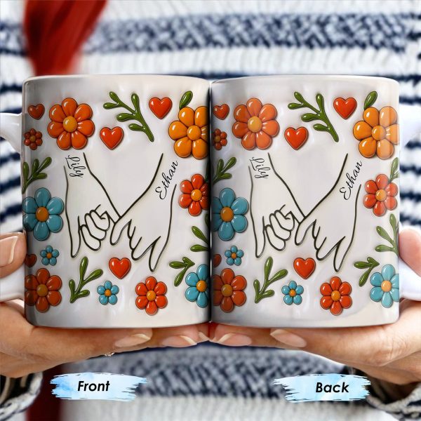 To Mom, Love Grows Here, Hands, Heart and Flowers - Personalized Custom Coffee Mug - CPL377_MG To Mom, Love Grows Here, Hands, Heart and Flowers - Personalized Custom Coffee Mug - CPL377_MG