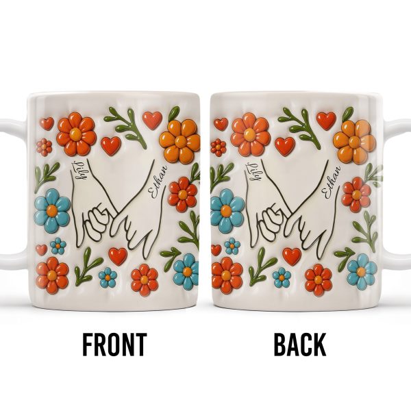 To Mom, Love Grows Here, Hands, Heart and Flowers - Personalized Custom Coffee Mug - CPL377_MG To Mom, Love Grows Here, Hands, Heart and Flowers - Personalized Custom Coffee Mug - CPL377_MG