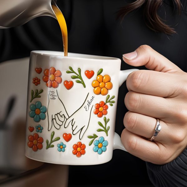 To Mom, Love Grows Here, Hands, Heart and Flowers - Personalized Custom Coffee Mug - CPL377_MG To Mom, Love Grows Here, Hands, Heart and Flowers - Personalized Custom Coffee Mug - CPL377_MG