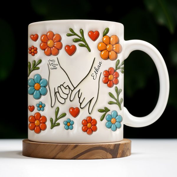 To Mom, Love Grows Here, Hands, Heart and Flowers - Personalized Custom Coffee Mug - CPL377_MG To Mom, Love Grows Here, Hands, Heart and Flowers - Personalized Custom Coffee Mug - CPL377_MG