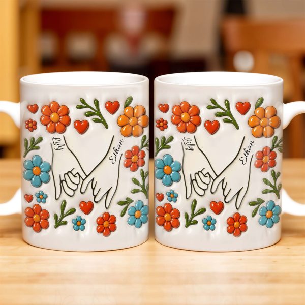 To Mom, Love Grows Here, Hands, Heart and Flowers - Personalized Custom Coffee Mug - CPL377_MG To Mom, Love Grows Here, Hands, Heart and Flowers - Personalized Custom Coffee Mug - CPL377_MG