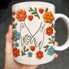 To Mom, Love Grows Here, Hands, Heart and Flowers - Personalized Custom Coffee Mug - CPL377_MG To Mom, Love Grows Here, Hands, Heart and Flowers - Personalized Custom Coffee Mug - CPL377_MG