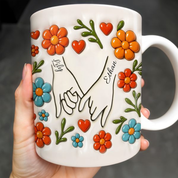 To Mom, Love Grows Here, Hands, Heart and Flowers - Personalized Custom Coffee Mug - CPL377_MG To Mom, Love Grows Here, Hands, Heart and Flowers - Personalized Custom Coffee Mug - CPL377_MG