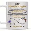 To My Beautiful Daughter, Whenever You Feel Overwhelmed, Remember Whose Daughter You Are, Flowers and Heart - Personalized Custom Coffee Mug - DAU149_MG To My Beautiful Daughter, Whenever You Feel Overwhelmed, Remember Whose Daughter You Are, Flowers and Heart - Personalized Custom Coffee Mug - DAU149_MG