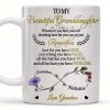 To My Beautiful Granddaughter, Remember How Far You Have Come, Flowers And Heart - Personalized Custom Coffee Mug - GDT309_MG To My Beautiful Granddaughter, Remember How Far You Have Come, Flowers And Heart - Personalized Custom Coffee Mug - GDT309_MG