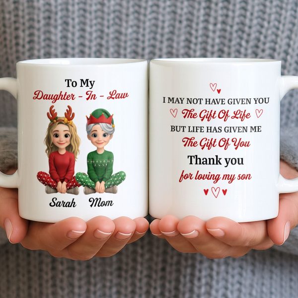 To My Daughter-In-Law, Thank You For Loving My Son, Christmas Reindeer Antlers - Personalized Custom Coffee Mug - DILA062_MG To My Daughter-In-Law, Thank You For Loving My Son, Christmas Reindeer Antlers - Personalized Custom Coffee Mug - DILA062_MG