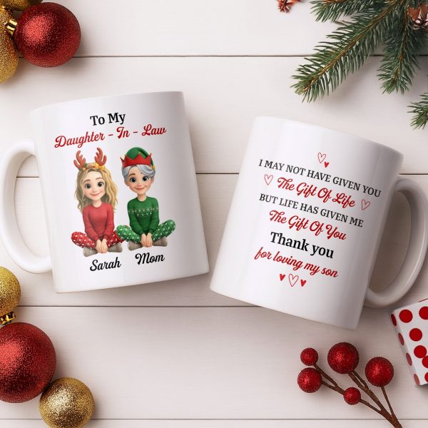 To My Daughter-In-Law, Thank You For Loving My Son, Christmas Reindeer Antlers - Personalized Custom Coffee Mug - DILA062_MG To My Daughter-In-Law, Thank You For Loving My Son, Christmas Reindeer Antlers - Personalized Custom Coffee Mug - DILA062_MG