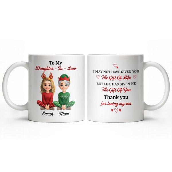 To My Daughter-In-Law, Thank You For Loving My Son, Christmas Reindeer Antlers - Personalized Custom Coffee Mug - DILA062_MG To My Daughter-In-Law, Thank You For Loving My Son, Christmas Reindeer Antlers - Personalized Custom Coffee Mug - DILA062_MG