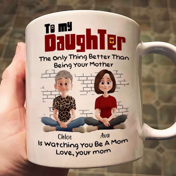 To My Daughter Personalized White Ceramic Mug with Custom Names, Heartfelt Gift for Mother and Daughter on Special Occasions To My Daughter Personalized White Ceramic Mug with Custom Names, Heartfelt Gift for Mother and Daughter on Special Occasions